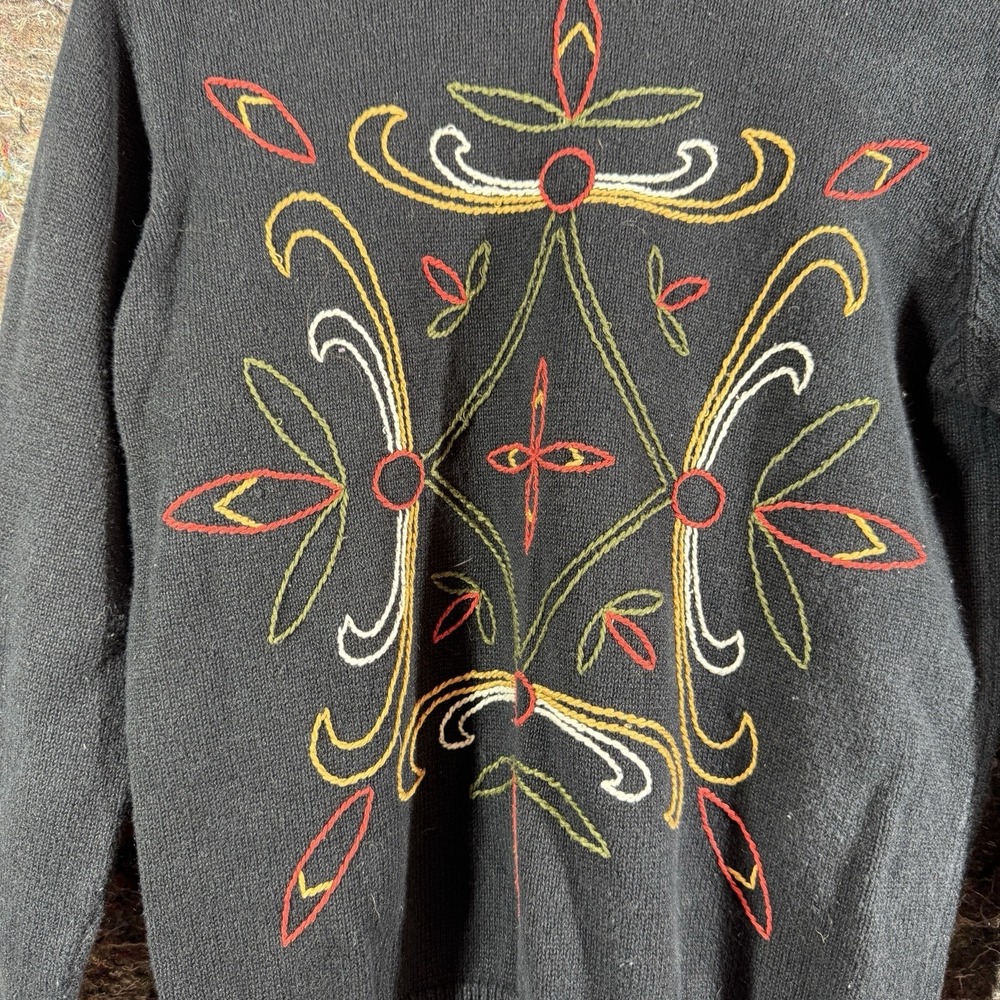 Bedford Fair Lifestyles Womens Sweater Small Black Mock Neck Geometric 45938 - Picture 2 of 12